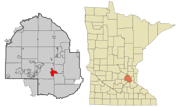 霍普金斯在亨內平縣及明尼蘇達州的位置（以紅色標示）