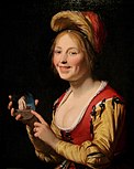 Jonge vrouw met een medaillon, Van Honthorst