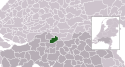 Highlighted position of Aalburg in a municipal map of North Brabant