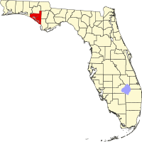 Map of Florida highlighting Bay County