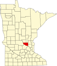 シャーバーン郡の位置を示したミネソタ州の地図