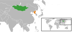 মানচিত্র Mongolia এবং North Korea অবস্থান নির্দেশ করছে