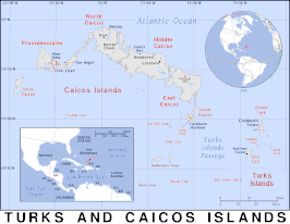 Kaart van Turks- en Caicoseilanden