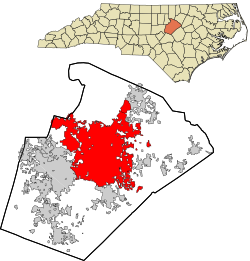 Location in Wake County and the state of North Carolina.