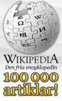 Två av jubileumslogotyperna som tillfälligt ersatte den vanliga Wikipedia-logotypen.