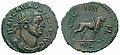 Antoninianus minted under Carausius. On the reverse, the lion, symbol of the Legio IV Flavia Felix, and the legend LEG IIII FL.