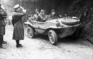 German officers in a Schwimmwagen in France in 1944