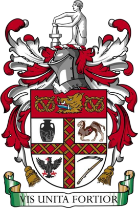 Wappen mit Inschrift – VIS UNITA FORTIOR – (vereinigte Kraft ist stärker)