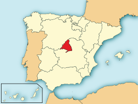 माद्रिदचे स्पेन देशाच्या नकाशातील स्थान
