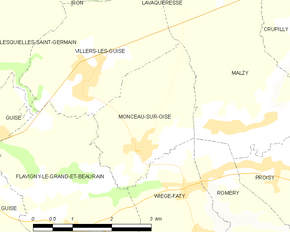 Poziția localității Monceau-sur-Oise