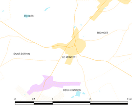 Mapa obce Le Montet