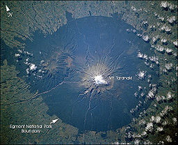 Satellitbild över Mount Egmont nationalpark