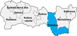 Poloha okresu Trebišov v Košickom kraji (klikacia mapa)