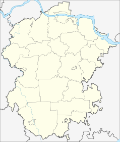 Mapa konturowa Czuwaszji, u góry znajduje się punkt z opisem „CSY”