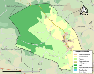 Carte en couleurs présentant l'occupation des sols.