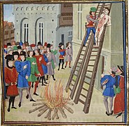 Ejecución de Hugo Despenser el Joven en 1326.