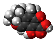 Space-filling model of the citrinin molecule