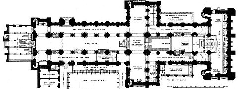 Architectural plan of a cross shaped cathedral