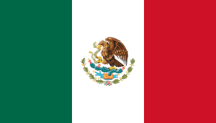 Bandera de México (Partes del escudo tienen el color amarillo)