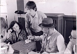 From left to right, Brigitte Schenk, Joseph Beuys and Johannes Stüttgen.jpg