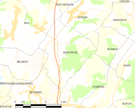Mapa obce Montrevel