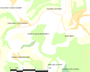 Poziția localității Vigneul-sous-Montmédy