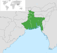 Bengala está comprendida por Bangladés y parte de la India.
