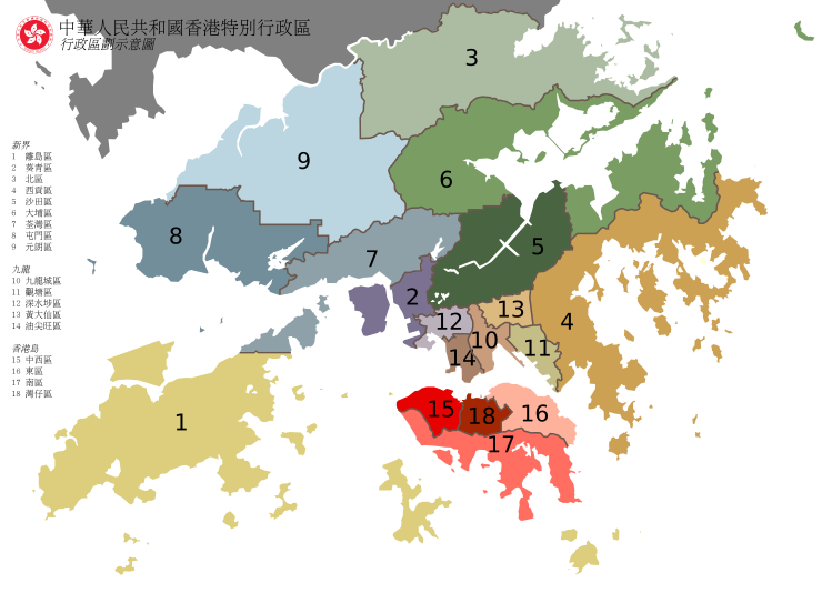 香港18行政區劃圖