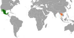 Map indicating location of เม็กซิโก and ไทย