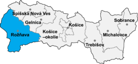 Poloha okresu Rožňava v Košickom kraji (klikacia mapa)