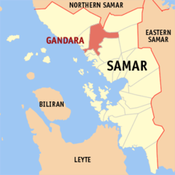 Map of Samar with Gandara highlighted