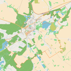 Mapa konturowa Recza, u góry nieco na prawo znajduje się punkt z opisem „Recz Pomorski”