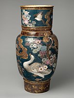 Porcelain vase with swan, Haviland & Co., 1880s