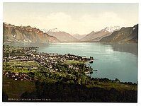 Vevey et les Dents du Midi, entre 1890 et 1900.