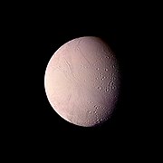 Color image of Enceladus showing terrain of widely varying ages