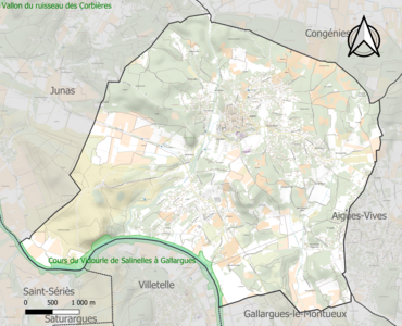 Carte de la ZNIEFF de type 1 sur la commune.