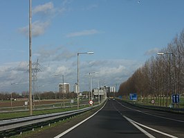 De A38 gezien komende vanaf knooppunt Ridderkerk