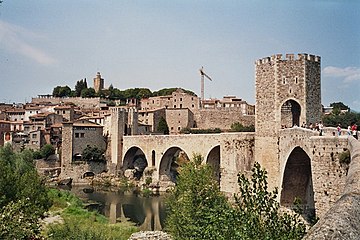 Fluvià river at Besalú with the medieval bridge
