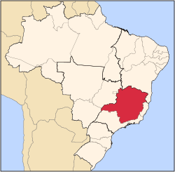 Vị trí bang Minas Gerais ở Brasil