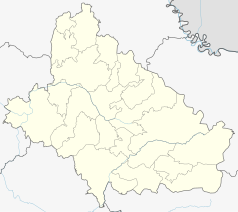 Mapa konturowa żupanii bielowarsko-bilogorskiej, na dole po prawej znajduje się punkt z opisem „Donji Daruvar”