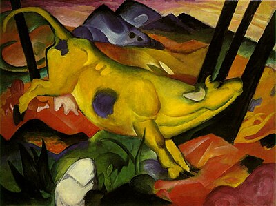 Gemälde „Die gelbe Kuh“ von Franz Marc