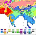 แผนที่แสดงการแบ่งเขตภูมิอากาศแบบเคิพเพินในเอเชียใต้ การแบ่งเขตภูมิอากาศแบบเคิพเพิน[1]