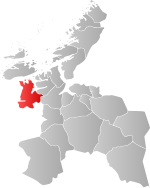 Mapa do condado de Trøndelag com Hemne em destaque.