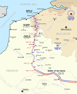 Versenyfutás a tengerhez – a német és a brit–francia erők által vívott csaták sorozata 1914 őszén