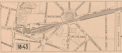 Plan de la gare Saint-Lazare en 1843.