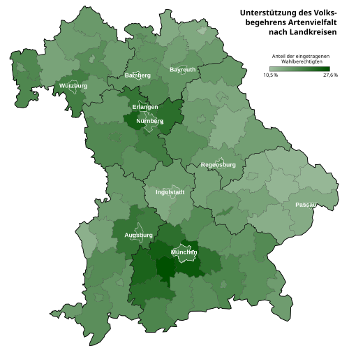 Unterstützung des Volksbegehrens Artenvielfalt nach Landkreisen