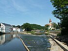 Zschopauwehr mit Blick auf das Rathaus und die Pöppelmannbrücke