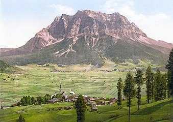 Zugspitze aus dem Ehrwalderbecken um 1900