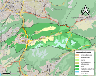 Carte en couleurs présentant l'occupation des sols.