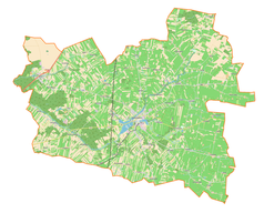 Mapa konturowa gminy Biała Rawska, blisko lewej krawiędzi nieco u góry znajduje się punkt z opisem „Babsk”